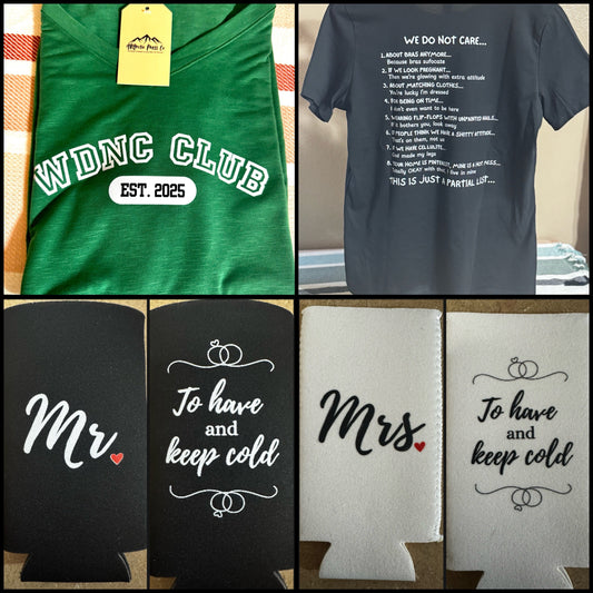 Custom Shirts & Koozies for Every Occasion 🎉