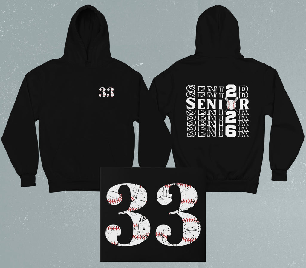 Custom Senior 2026 Sports Hoodie | Personalized Number & Name Sleeve