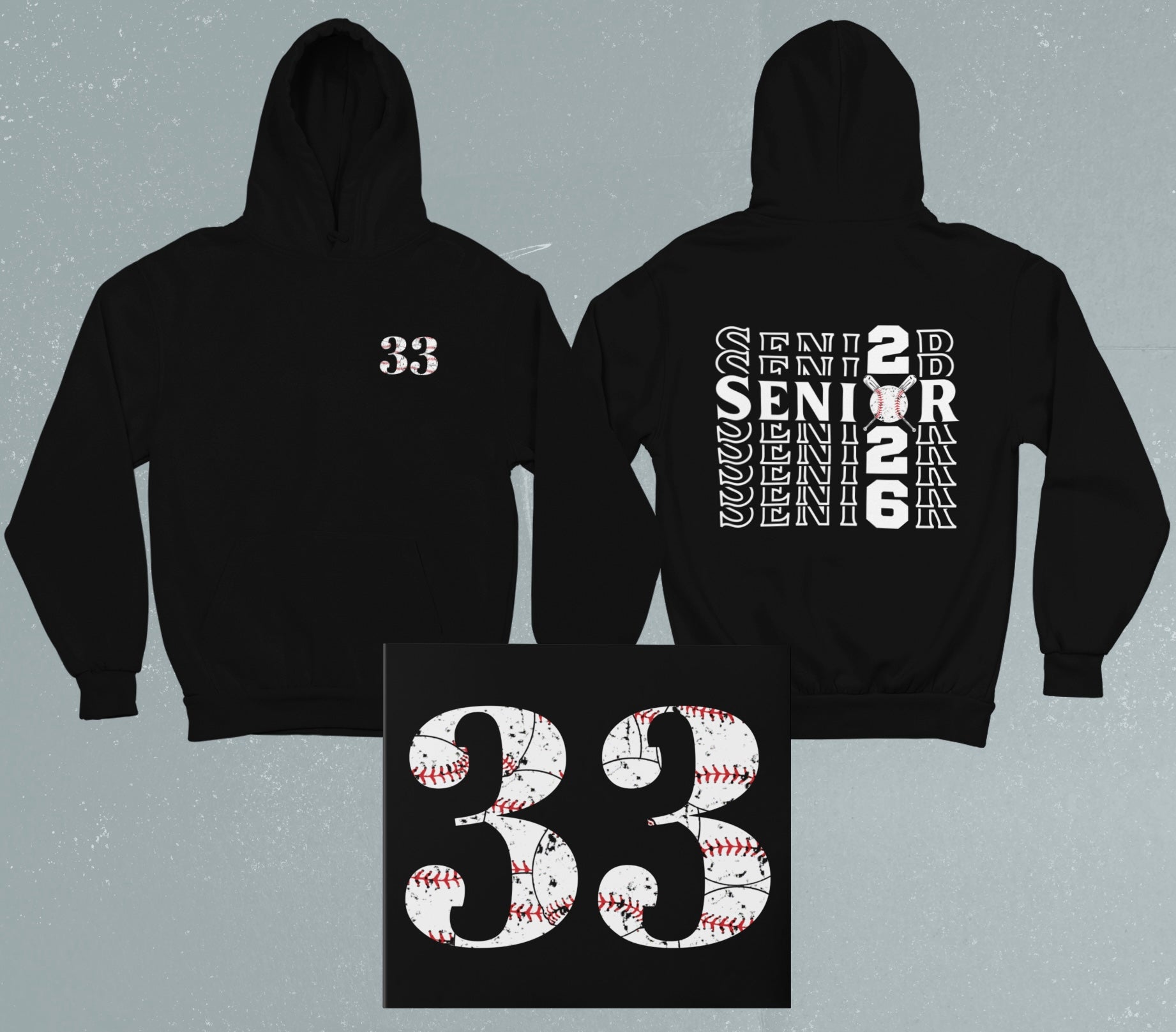 Custom Senior 2026 Sports Hoodie | Personalized Number & Name Sleeve