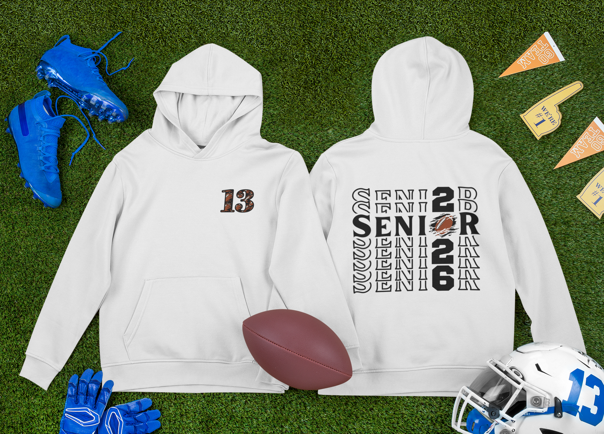 Custom Senior 2026 Sports Hoodie | Personalized Number & Name Sleeve