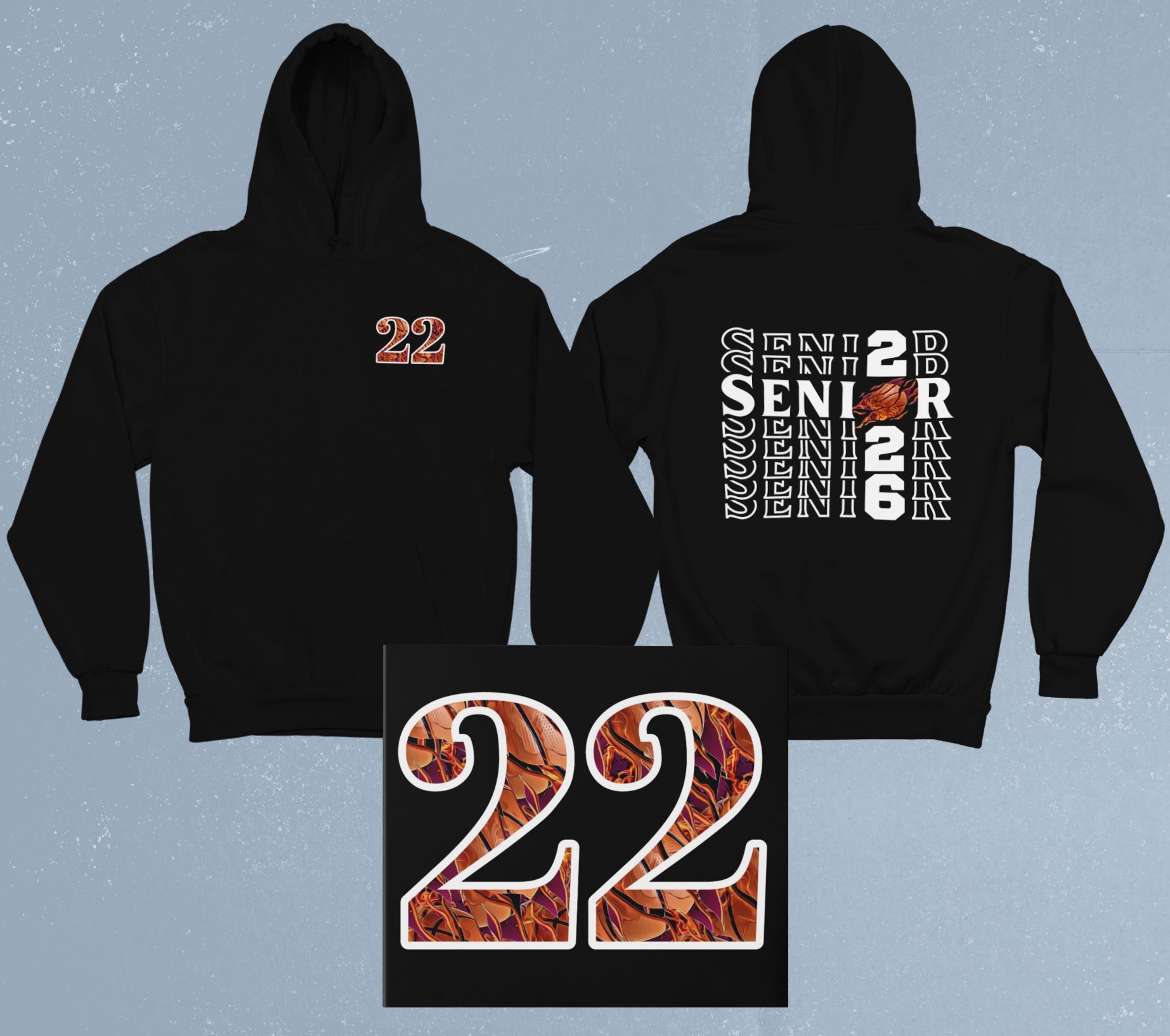 Custom Senior 2026 Sports Hoodie | Personalized Number & Name Sleeve