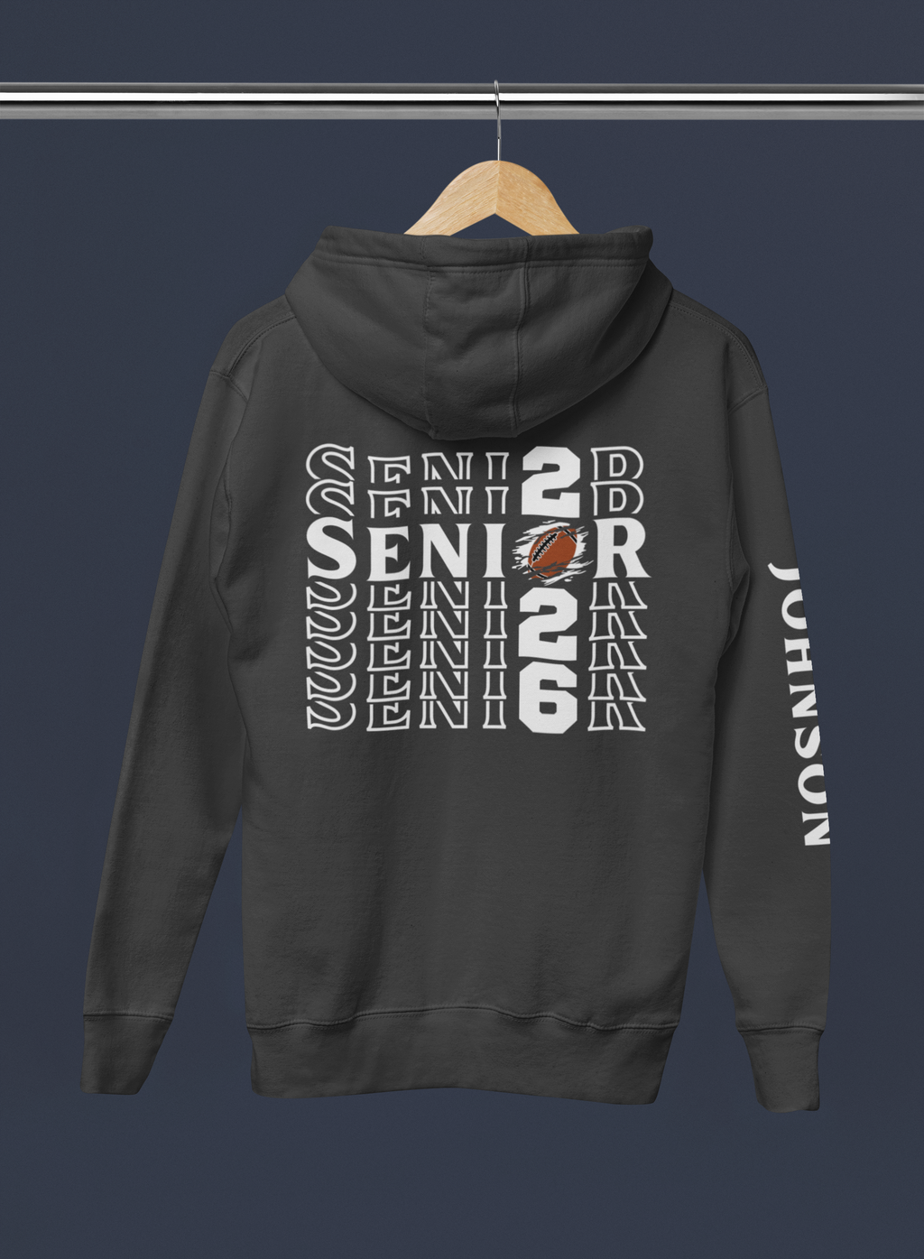 Custom Senior 2026 Sports Hoodie | Personalized Number & Name Sleeve