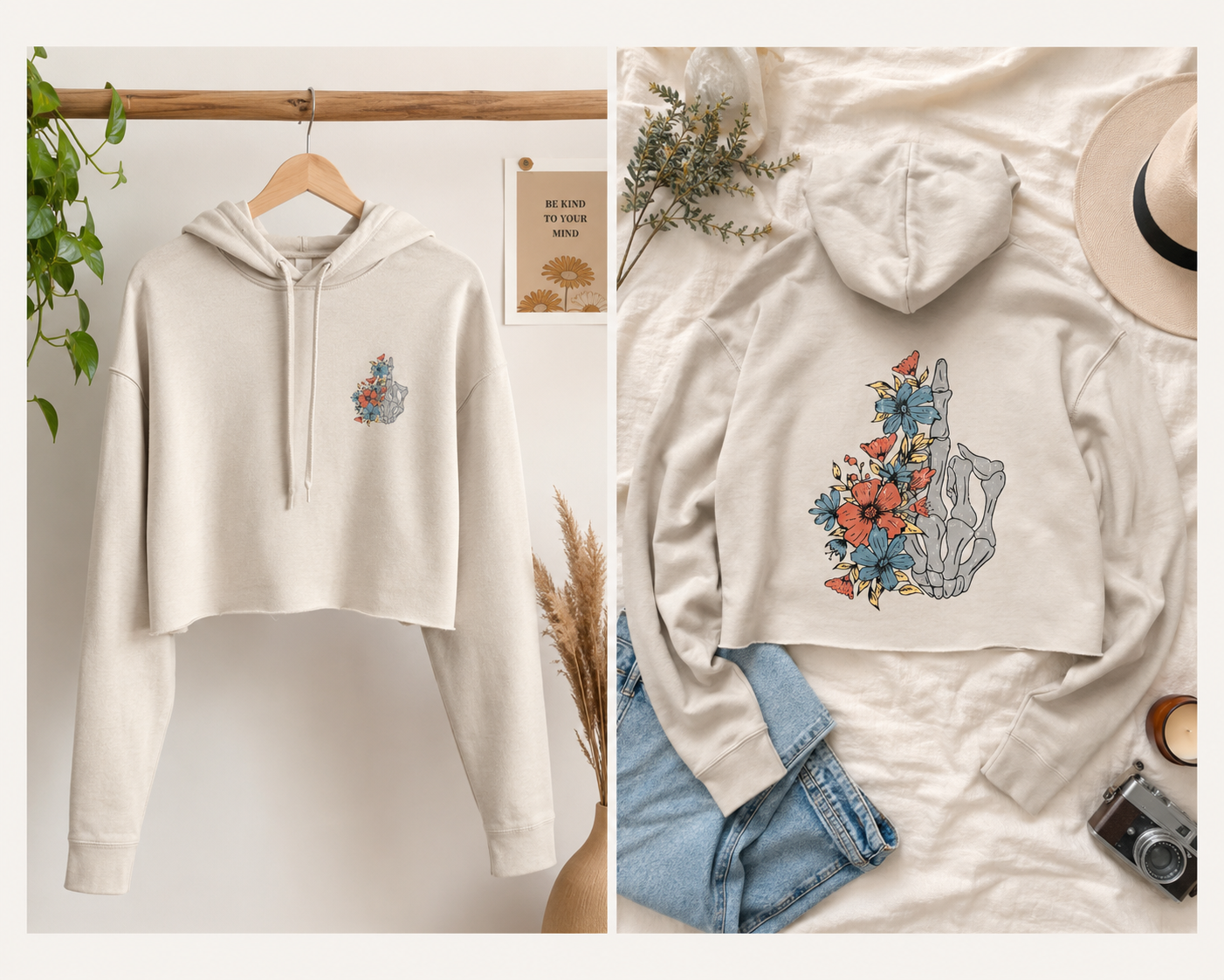 Floral Cropped Hoodie