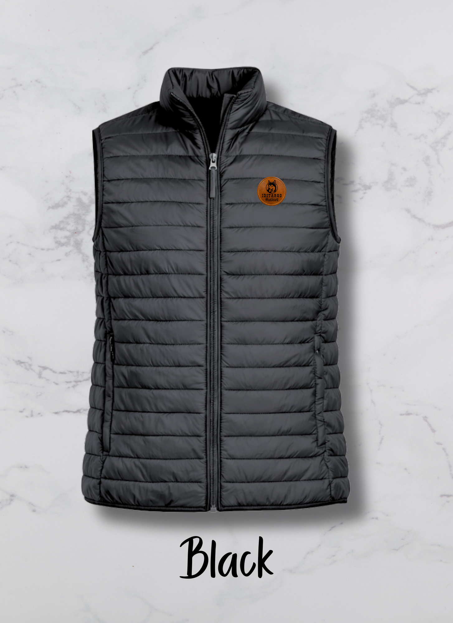 Men’s Vest with Iditarod Huskies Engraved patch