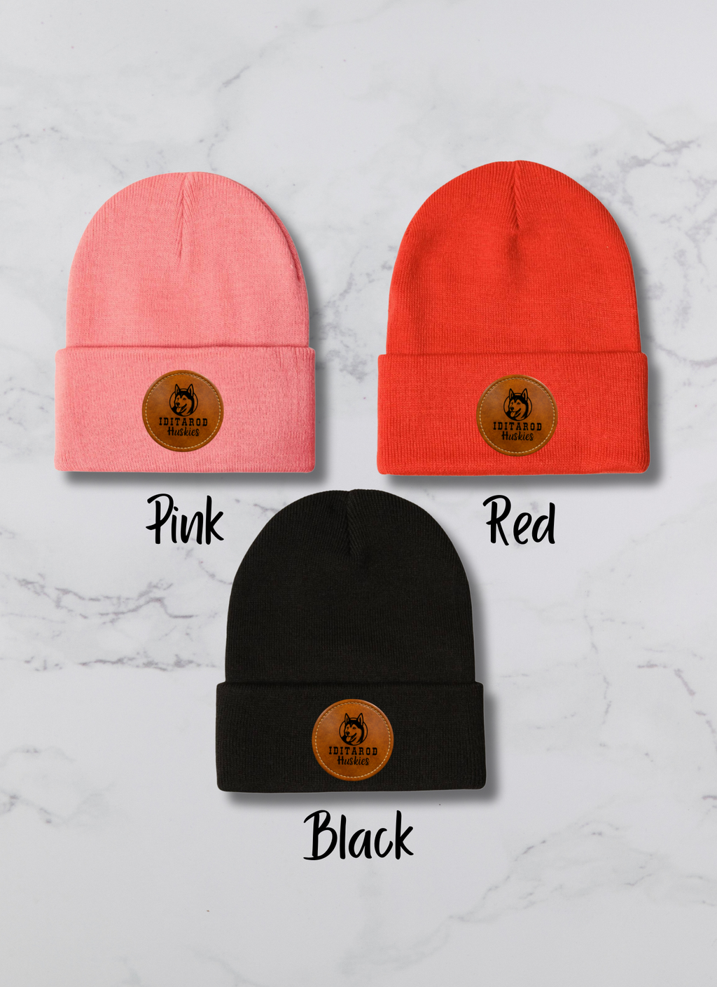 Iditarod Huskies Leather Patch Beanie