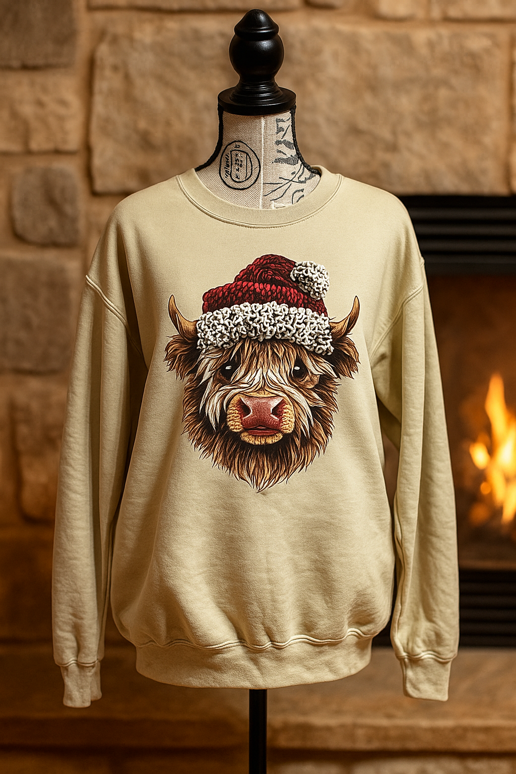 Highland Christmas Cow Crewneck – Cozy Holiday Sweatshirt