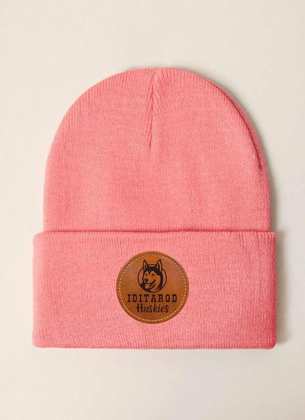 Iditarod Huskies Leather Patch Beanie