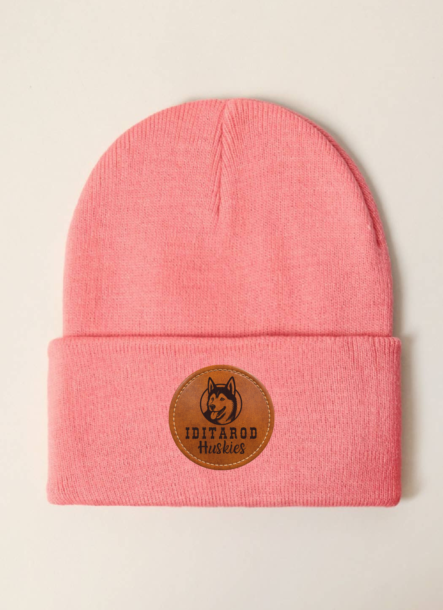 Iditarod Huskies Leather Patch Beanie