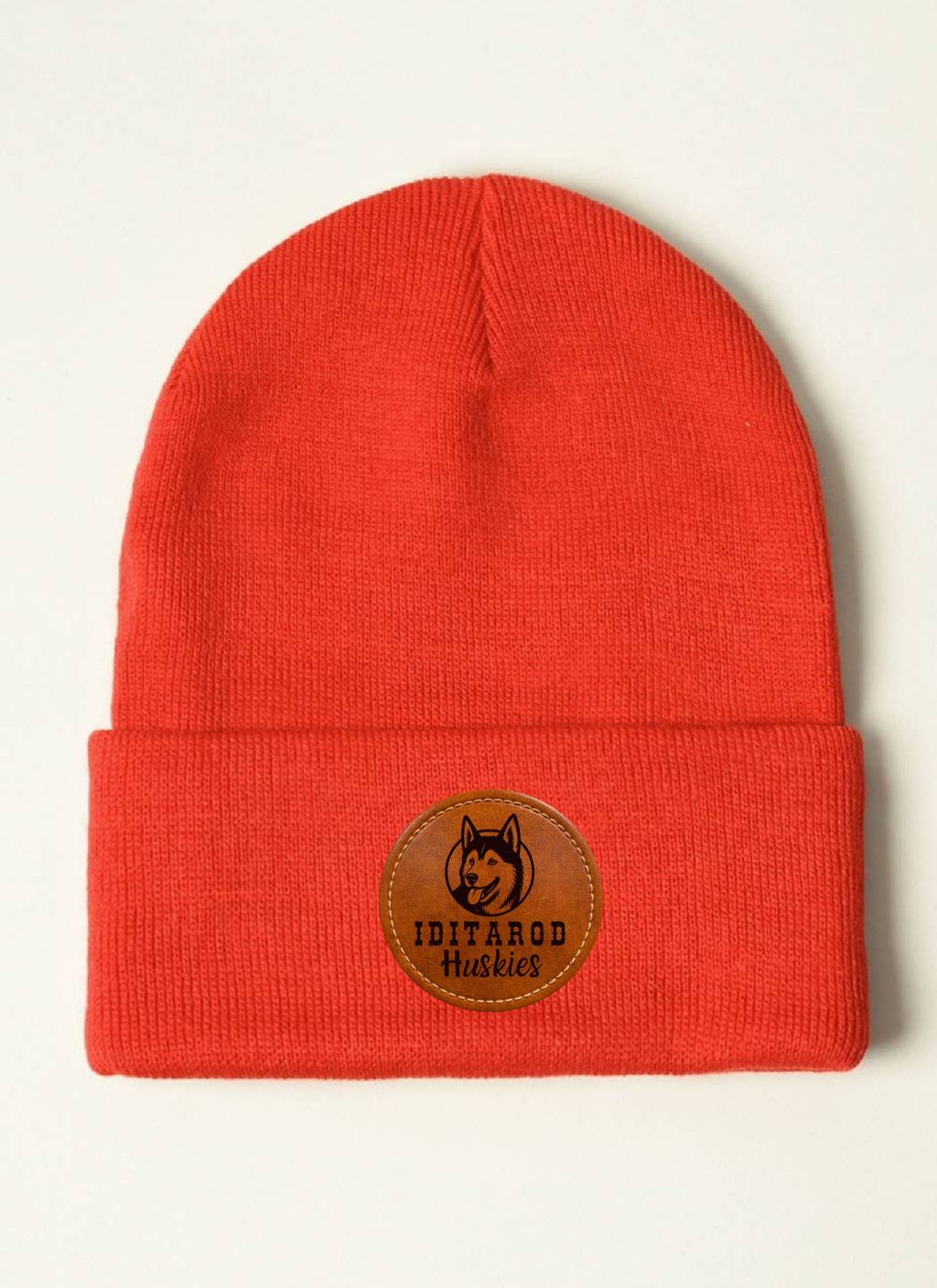 Iditarod Huskies Leather Patch Beanie